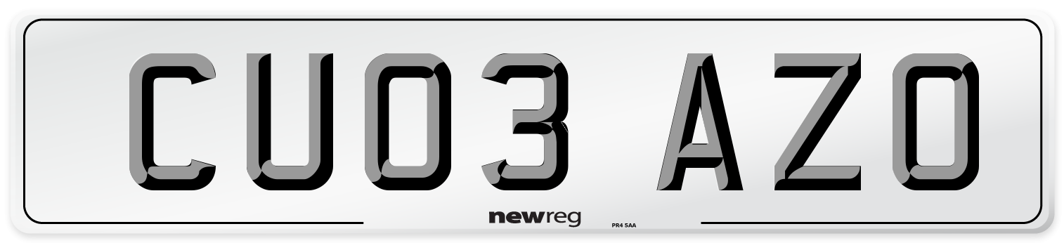 CU03 AZO Number Plate from New Reg